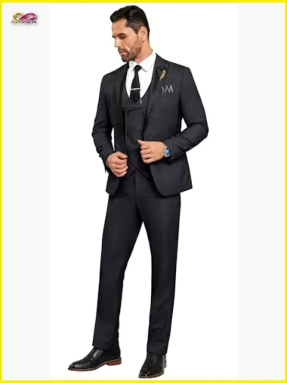 Slim Fit 3 Piece Suit Set Classic Elegant Formal Wedding Prom Party Wear